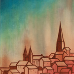 Hilltop Town - Painting